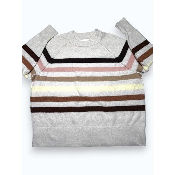 Aerie Striped Crewneck Oversized Pastel Relaxed Brush Knit - Picture 3 of 9